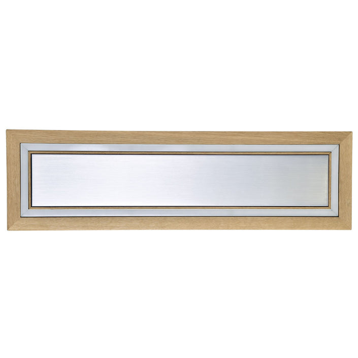 Deckenleuchte aus Asteiche geölt, Modell Otto O, rechteckig, Alu LED Leiste, Metall Nickel matt gebürstet, dimmbar, Ansicht von unten