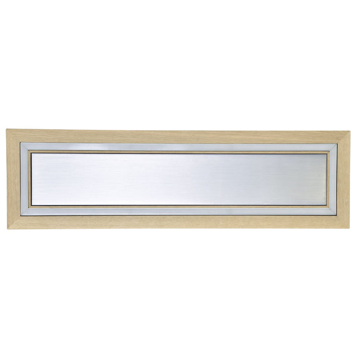 Deckenleuchte aus Asteiche Natur, Modell Otto O, rechteckig, Alu LED Leiste, Metall Nickel matt gebürstet, dimmbar, Ansicht von unten