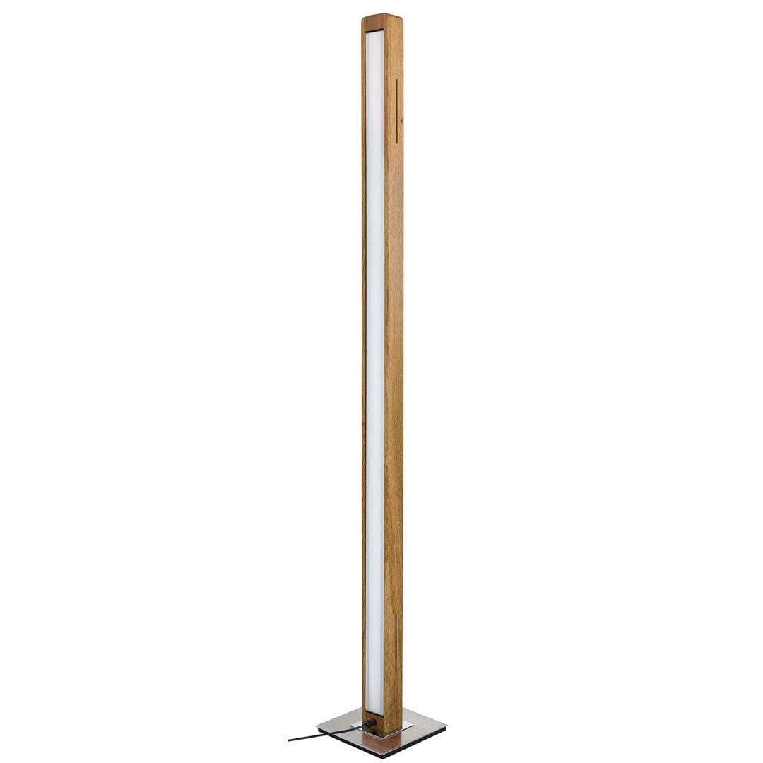 Stehleuchte aus Asteiche geölt, Modell Leonora, Nickel matt gebürstet, 1610mm hoch 205mm breit, LED
