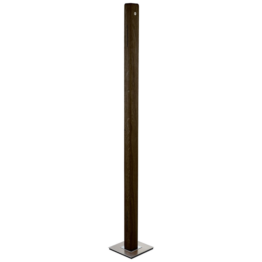 Stehleuchte aus Nussbaum, Modell Leonora, Nickel matt gebürstet, 1610mm hoch 205mm breit, LED, Ansicht Vorderseite