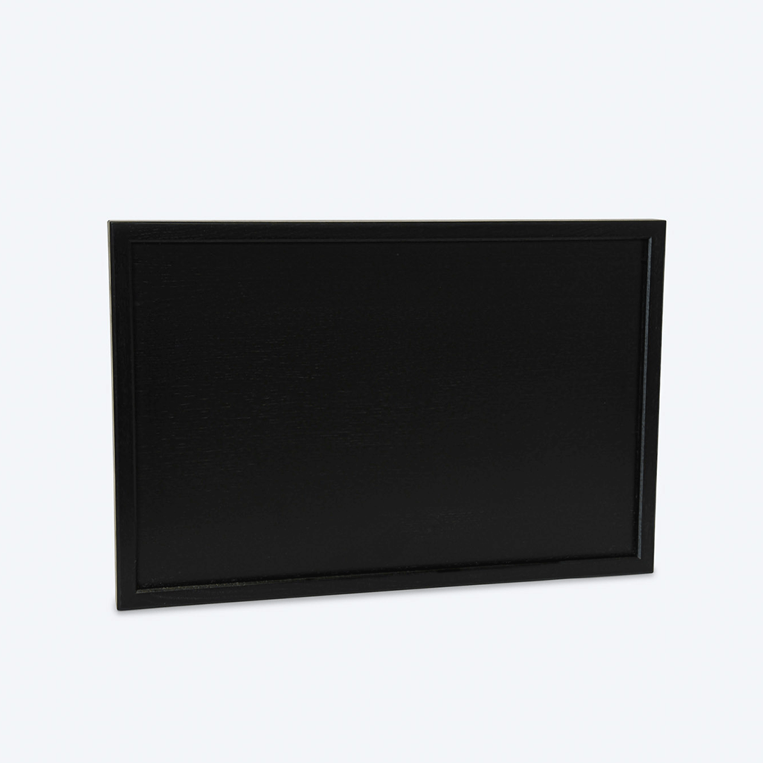 Serviertablett aus Eichenholz schwarz, 40cm x 60cm, Ränder etwas höher, Frontalansicht