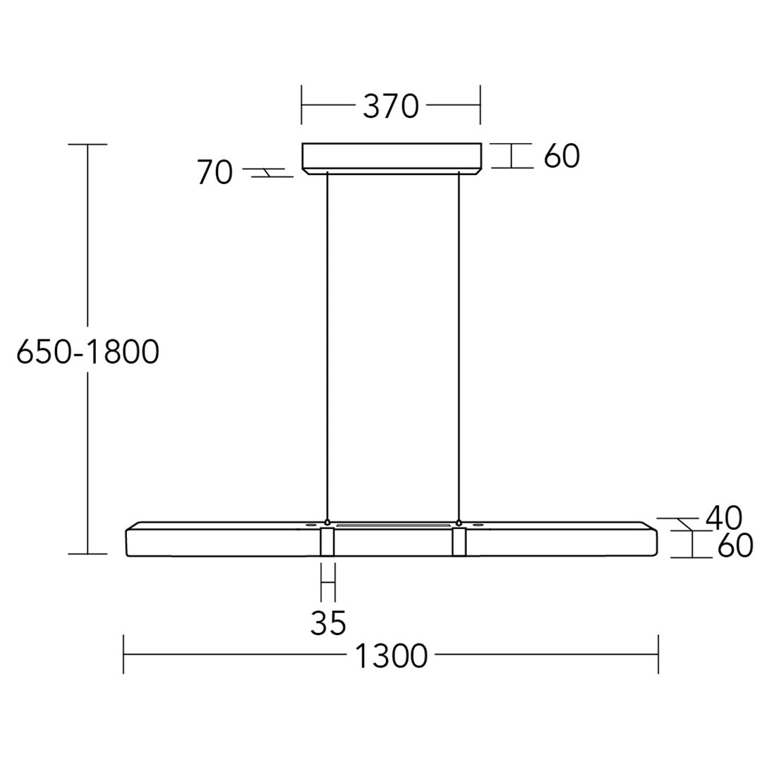 Balkenleuchte Modell Marley, 1300mm, technische Zeichnung