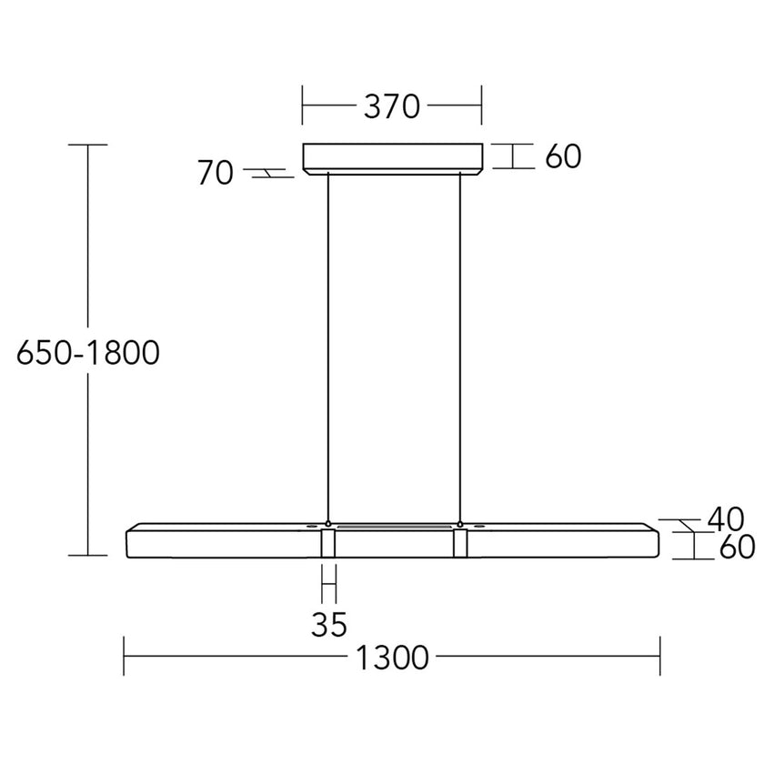 Balkenleuchte Modell Marley, 1300mm, technische Zeichnung