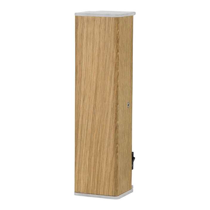 Wandleuchte aus Asteiche geölt, Modell Leonora, LED, Up & Down Licht, Acrylglas satiniert, Nickel matt gebürstet, Schalter an/aus