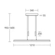 Balkenleuchte Modell Leonora, 1210mm lang, technische Zeichnung