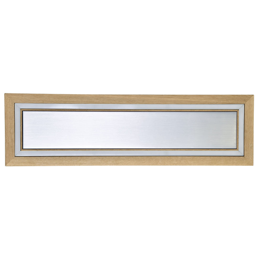 Deckenleuchte aus Asteiche geölt, Modell Otto O, rechteckig, Alu LED Leiste, Metall Nickel matt gebürstet, dimmbar, Ansicht von unten