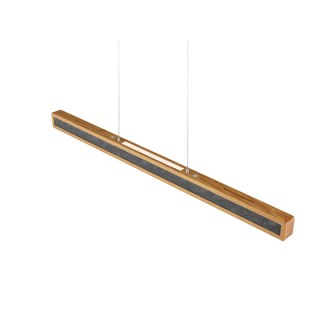 Balkenleuchte aus Asteiche geölt und Granitoptikapplikation, Modell Karl G, 1000mm, Rollizug, Nickel Baldachin, Draufsicht 