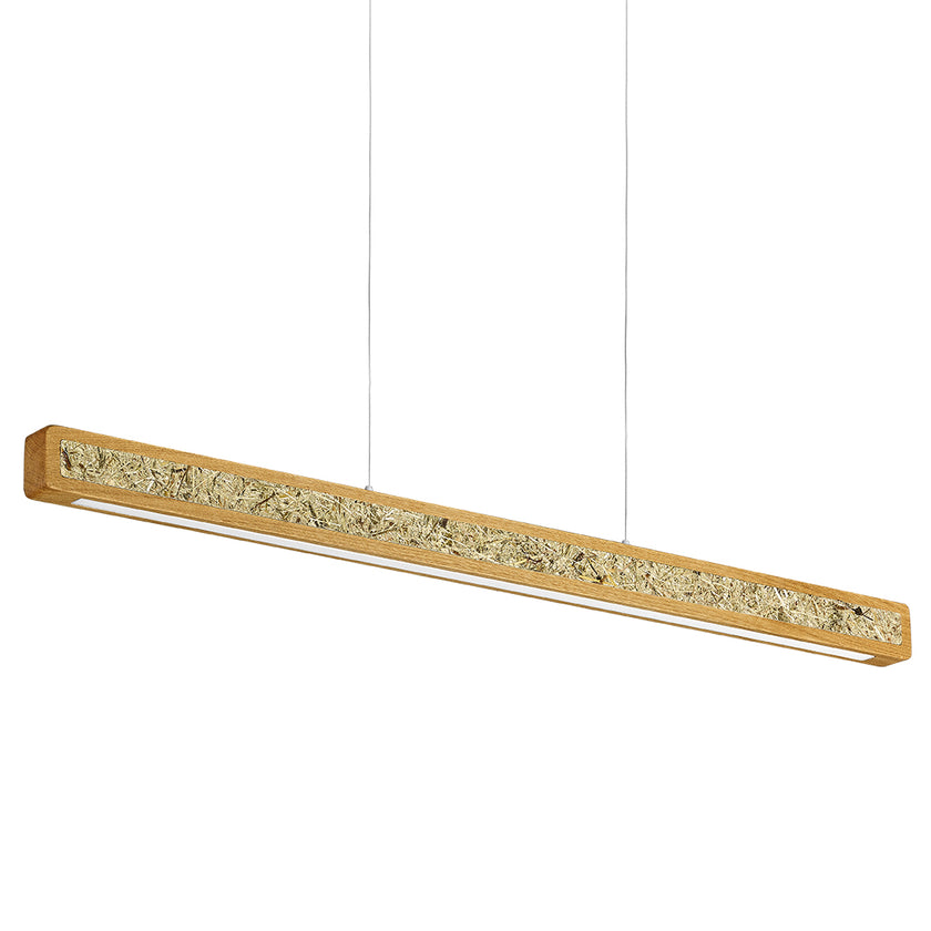 Balkenleuchte aus Asteiche geölt und Almwiesenheuapplikation, Modell Karl H, 1000mm, Rollizug, Dimm-to-warm-Funktion, Unteransicht 