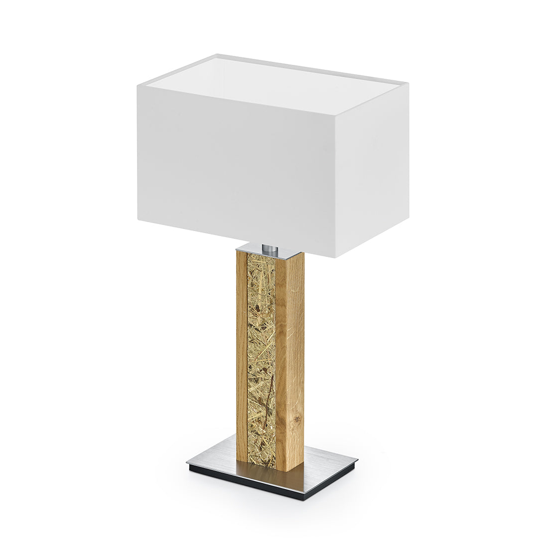 Karl H Quadra Tischlampe mit Almwiesenheuapplikation