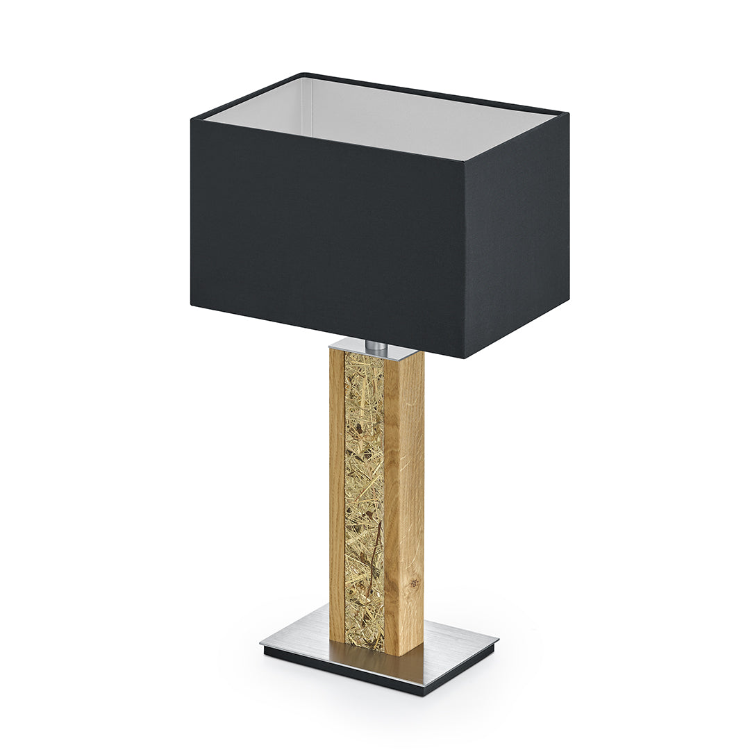 Karl H Quadra Tischlampe mit Almwiesenheuapplikation