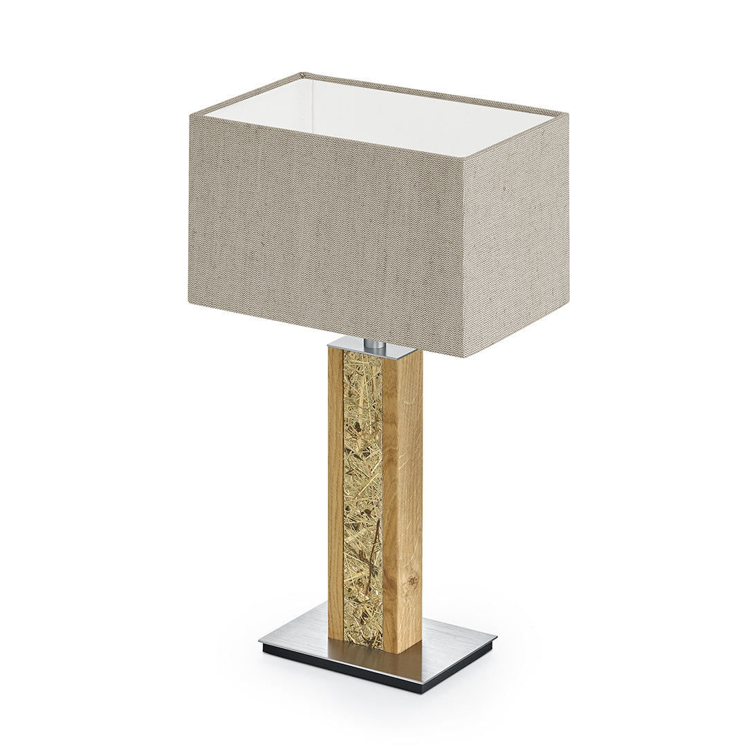 Karl H Quadra Tischlampe mit Almwiesenheuapplikation