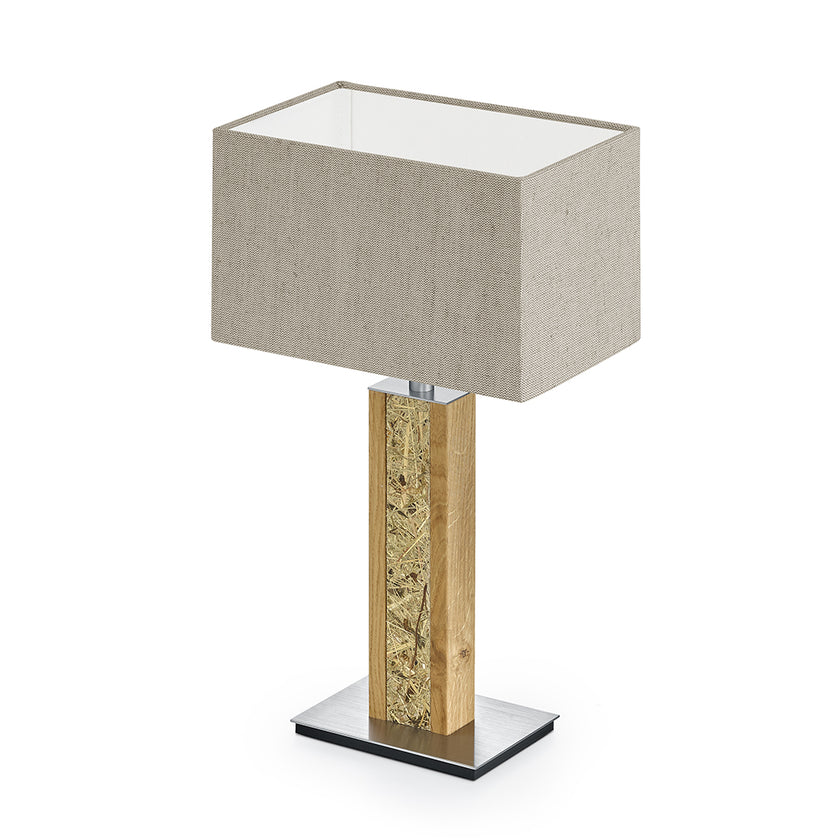 Karl H Quadra Tischlampe mit Almwiesenheuapplikation