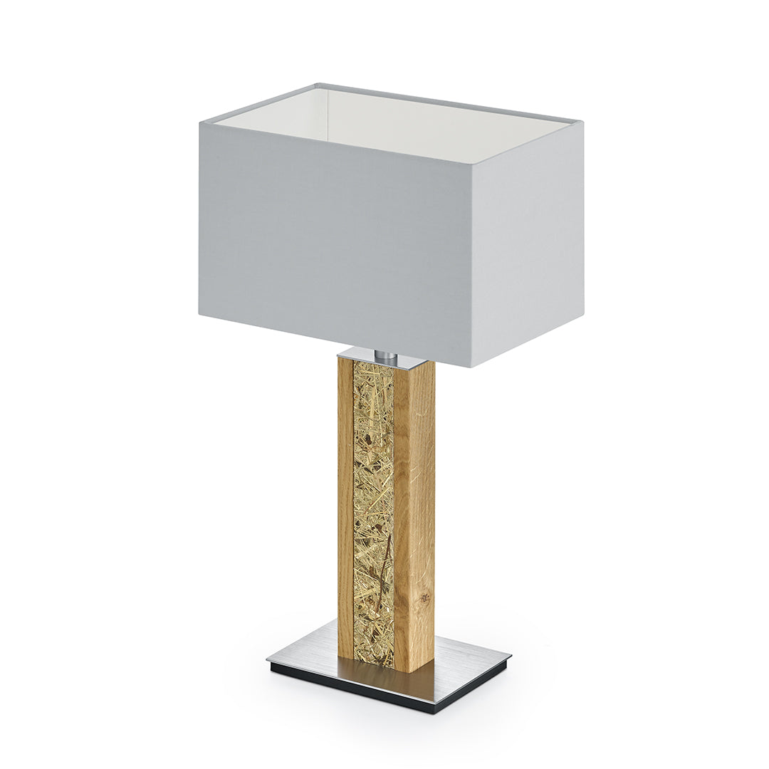 Karl H Quadra Tischlampe mit Almwiesenheuapplikation