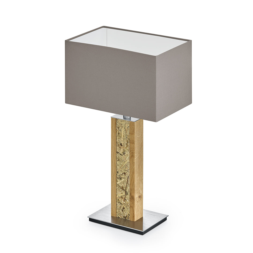 Karl H Quadra Tischlampe mit Almwiesenheuapplikation