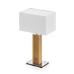 Karl K Quadra Tischlampe mit Kopfholzapplikation