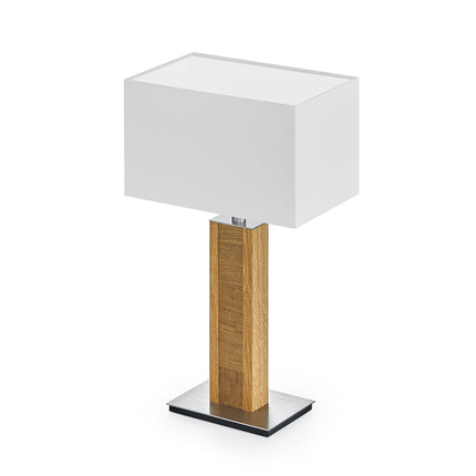 Karl K Quadra Tischlampe mit Kopfholzapplikation