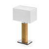 Karl K Quadra Tischlampe mit Kopfholzapplikation