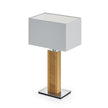 Karl K Quadra Tischlampe mit Kopfholzapplikation