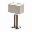 Karl N Quadra Tischlampe mit Nickelapplikation Nussbaum