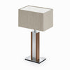 Karl N Quadra Tischlampe mit Nickelapplikation Nussbaum
