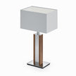 Karl N Quadra Tischlampe mit Nickelapplikation Nussbaum