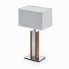 Karl N Quadra Tischlampe mit Nickelapplikation Nussbaum