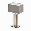 Karl N Quadra Tischlampe mit Nickelapplikation Nussbaum