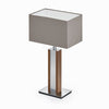 Karl N Quadra Tischlampe mit Nickelapplikation Nussbaum