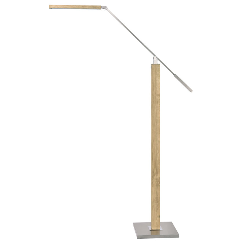 Leseleuchte, Asteiche Natur, Modell Otto O, Alu LED Leiste, Metall Nickel matt gebürstet, dimmbar