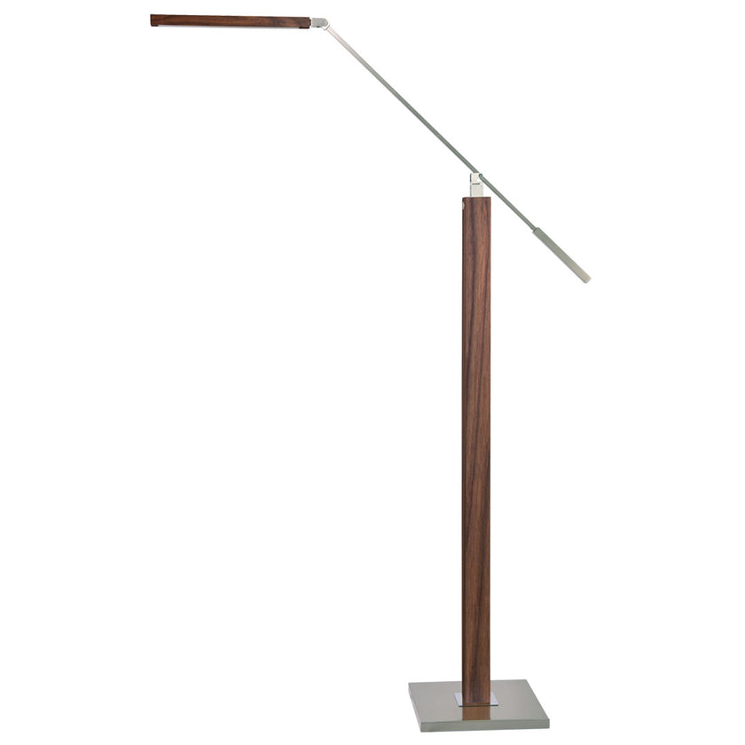 Leseleuchte, Nussbaum, Modell Otto O, Alu LED Leiste, Metall Nickel matt gebürstet, dimmbar