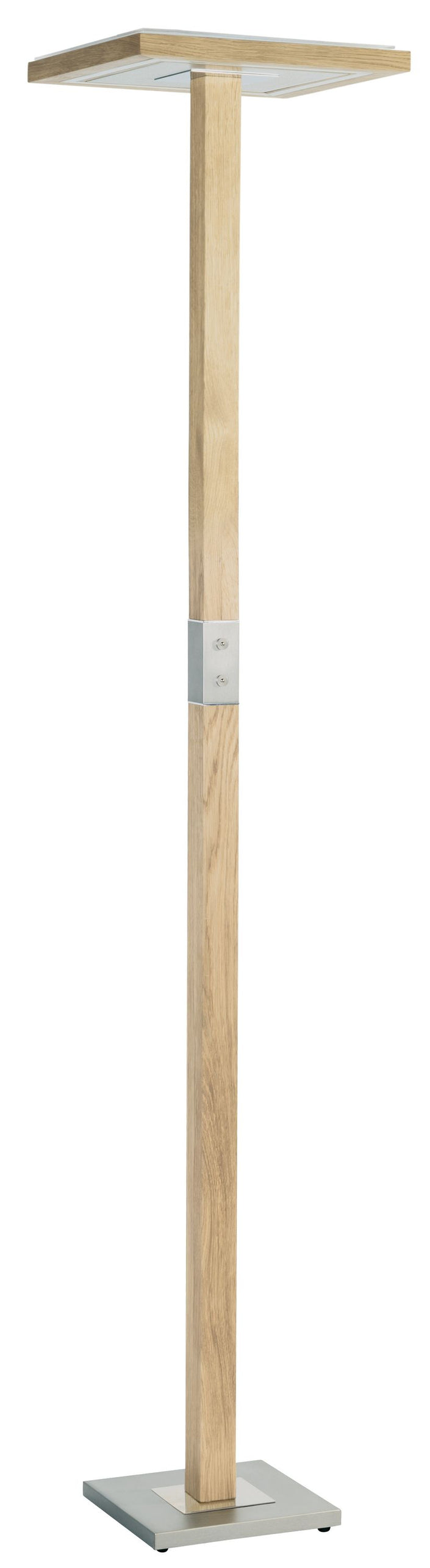 Stehleuchte Fluter, Asteiche Natur, Modell Otto O, Metall Nickel matt gebürstet, Alu LED Leiste, Up and Down Licht, dimmbar  