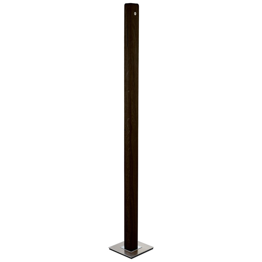 Stehleuchte aus Asteiche Kohle, Modell Leonora, Nickel matt gebürstet, 1610mm hoch 205mm breit, LED, Ansicht Vorderseite 