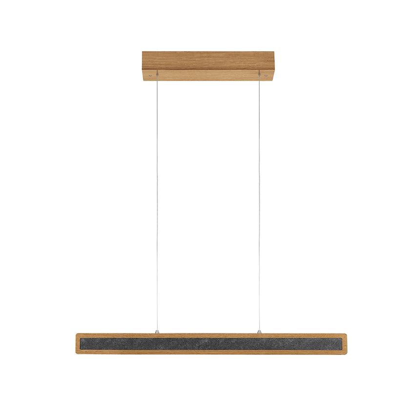 Balkenleuchte aus Asteiche geölt und Granitoptikapplikation, Modell Karl G, 1000mm, Rollizug, Holz Baldachin, Frontalansicht 