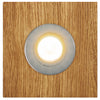 Deckenleuchte aus Asteiche geölt, Modell Lennon, 1-flammig, 200mm x 200mm x 70mm, silberne Details, Dimmbar durch externen Dimmer, Frontalansicht 