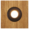 Deckenleuchte aus Asteiche geölt, Modell Lennon, 1-flammig, 200mm x 200mm x 70mm, schwarze Details, Dimmbar durch externen Dimmer, Frontalansicht