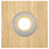Deckenleuchte aus Asteiche Natur, Modell Lennon, 1-flammig, 200mm x 200mm x 70mm, silberne Details, Dimmbar durch externen Dimmer, Frontalansicht