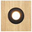 Deckenleuchte aus Asteiche Natur, Modell Lennon, 1-flammig, 200mm x 200mm x 70mm, schwarze Details, Dimmbar durch externen Dimmer, Frontalansicht