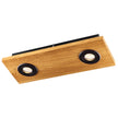 Deckenleuchte aus Asteiche geölt, Modell Lennon, 2-flammig, 440mm x 160mm x 70mm, schwarze Details, Dimmbar durch externen Dimmer, Seitenansicht
