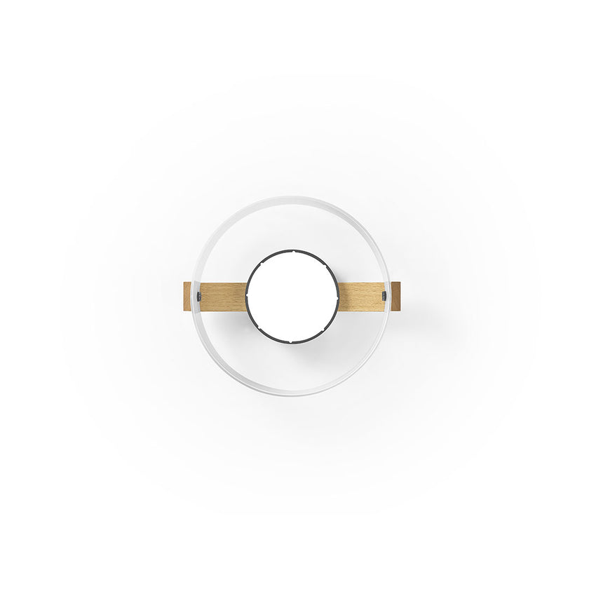 Deckenleuchte Modell Talon, Asteiche geölt, Rauchglas, Metall-Applikationen schwarz gepulvert, Ansicht von unten