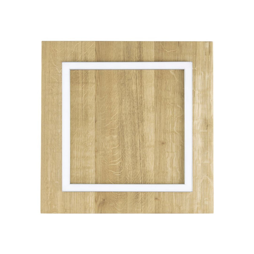 Deckenleuchte aus Asteiche Natur, Modell Mia, LED, Metall Nickel matt gebürstet, Ansicht von unten