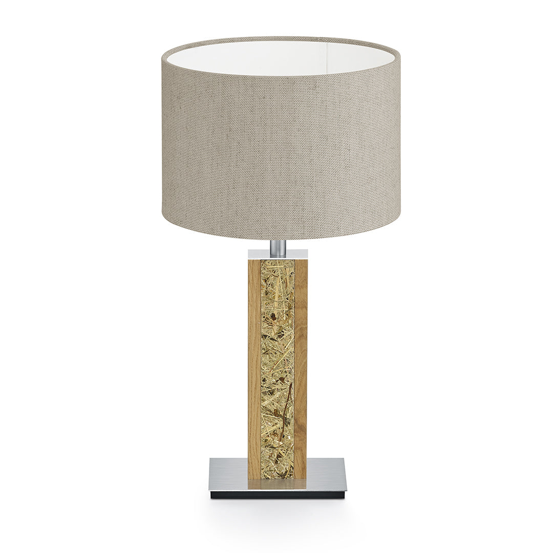 Karl H Tischlampe mit Almwiesenheuapplikation