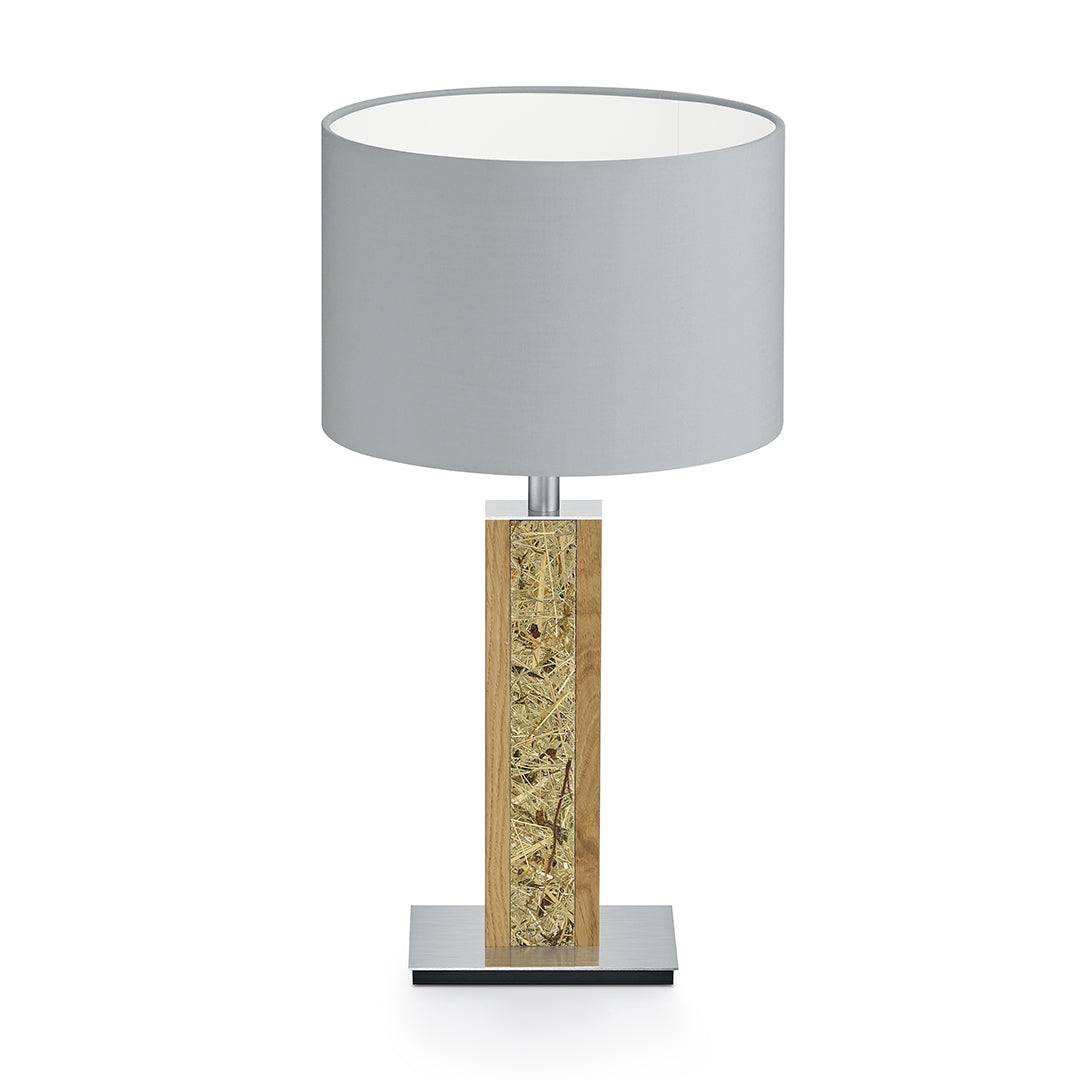 Karl H Tischlampe mit Almwiesenheuapplikation