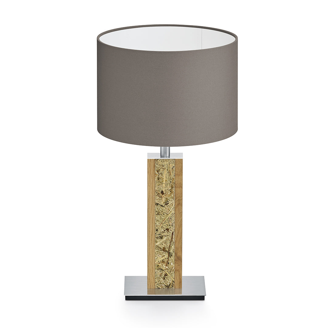Karl H Tischlampe mit Almwiesenheuapplikation