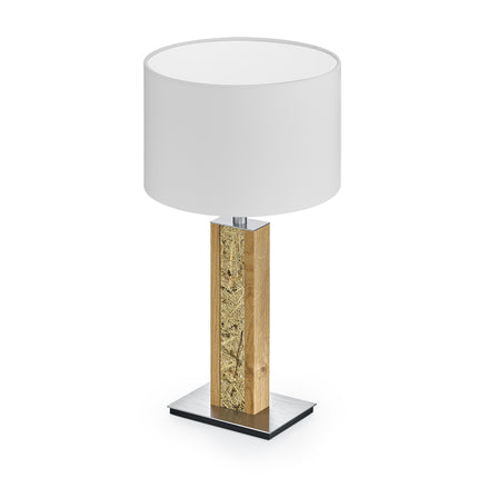 Karl H Tischlampe mit Almwiesenheuapplikation