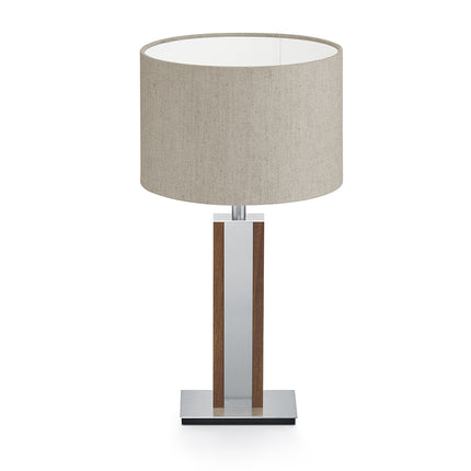 Karl N Tischlampe mit Nickelapplikation Nussbaum