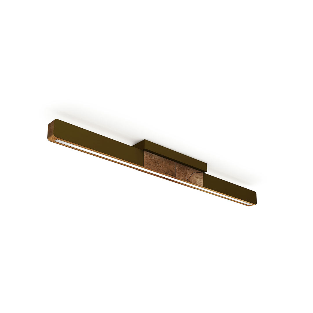 Deckenleuchte aus Asteiche geölt, Modell Lana del bronco, 1000mm, Kopfholz, bronze Applikationen, LED, Klick & Dimm, Seitenansicht 
