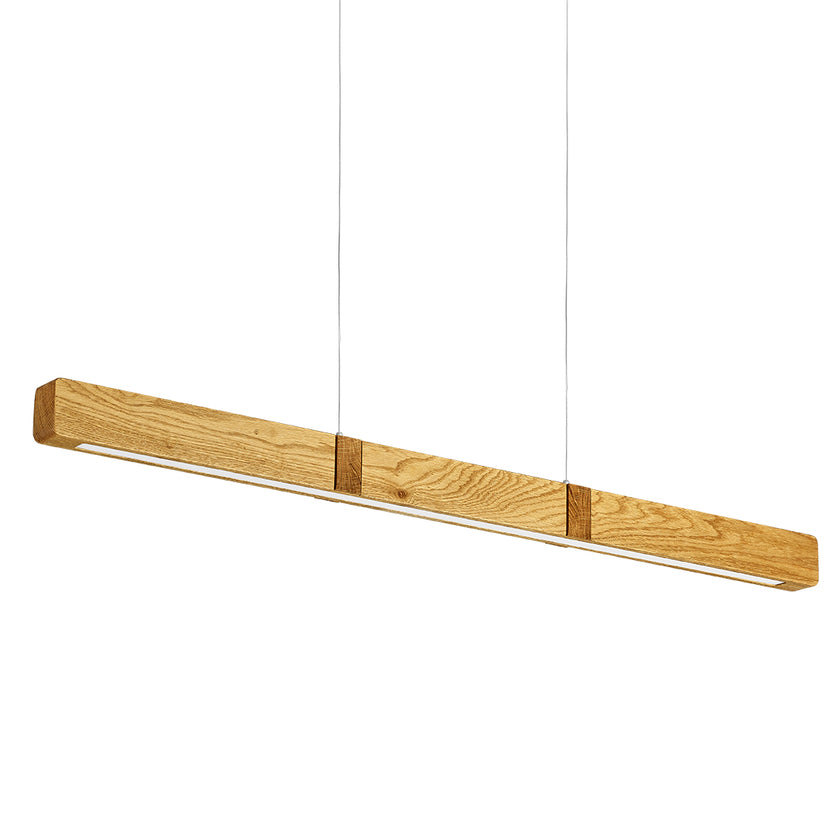 Balkenleuchte aus Asteiche geölt, Modell Marley, 1000mm, Kopfholzapplikationen, Metall Nickel matt gebürstet, Up & Down Licht, dimmbar, Rollizug (höhenverstellbar), Unteransicht