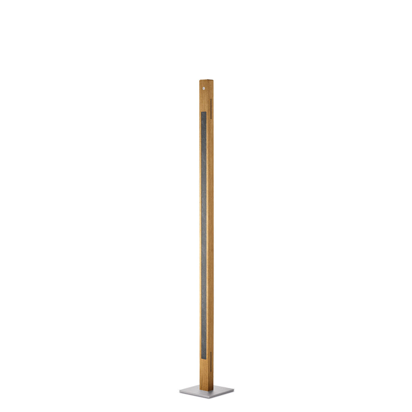 Stehleuchte aus Asteiche geölt und Granitoptikapplikation, Modell Karl G, Nickel Details, Dimm-to-warm-Funktion, Seitenansicht 
