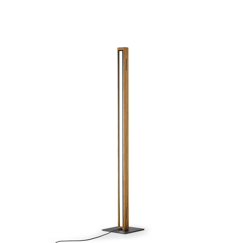 Stehleuchte aus Asteiche geölt und Granitoptikapplikation, Modell Karl G, schwarze Details, Dimm-to-warm-Funktion, Rückseite