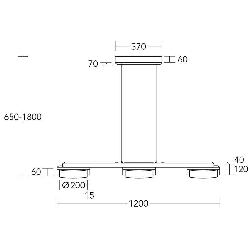 Balkenleuchte Modell Talon, technische Zeichnung